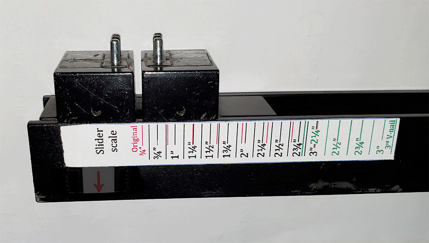 V-nail slider with new scale