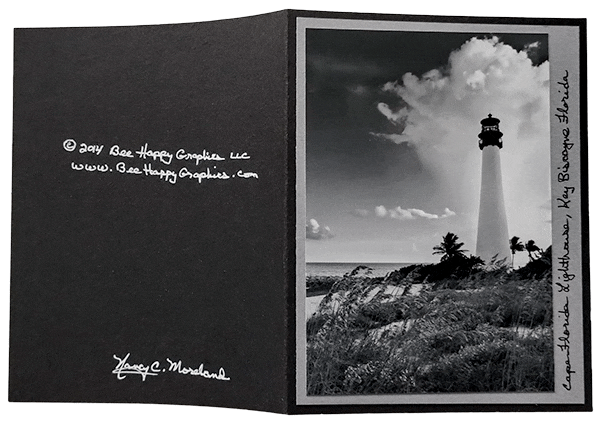 Sample of Cape Florida Lighthouse notecards with the original design